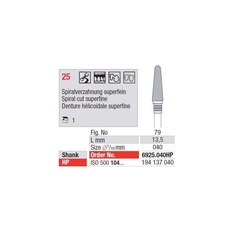 Freze TC Cutter Spiral Cut Extra Fine 725  023HP