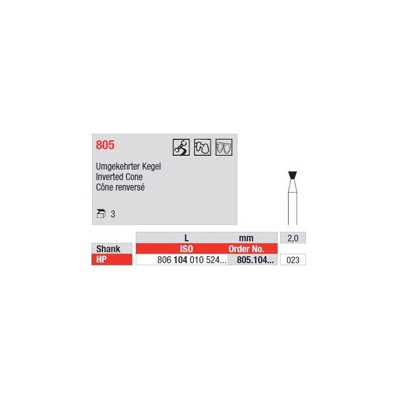 Freze Diamant HP cu Cap Con Inversat 805 - 3 buc.