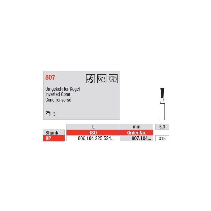 Freze Diamant HP cu Cap Con Inversat 807 - 3 buc. 