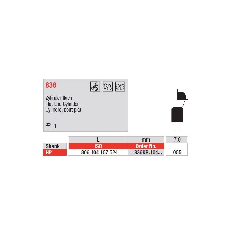 Freza Diamant Cilindru cu Cap Turtit HP 836 - 1 buc.