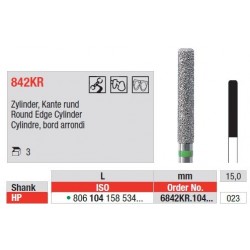 Freze Diamant Cilindru cu Margini Rotunjite HP 6842KR - 3 buc. 