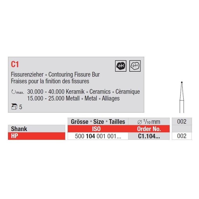 Freze TC Bur - HP round  C1.1 4 002