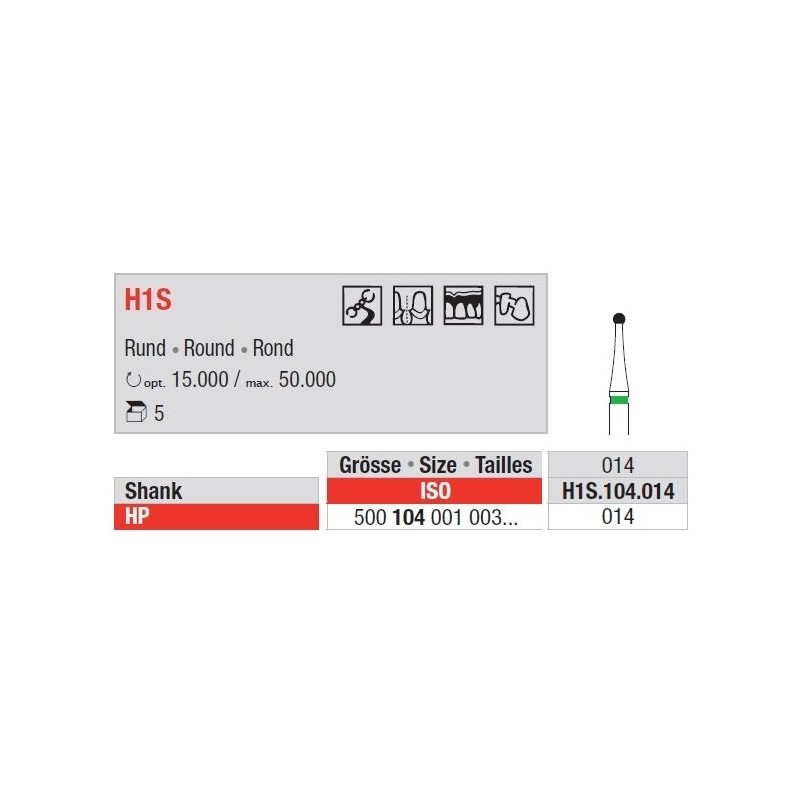 Freze TC Bur HP - round  H1S. 104 01
