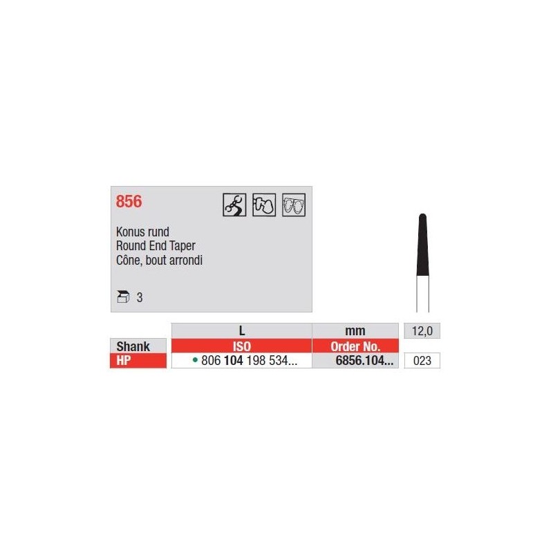 Freze Diamant Con cu Cap Rotunjit HP 856 - 3 buc. 