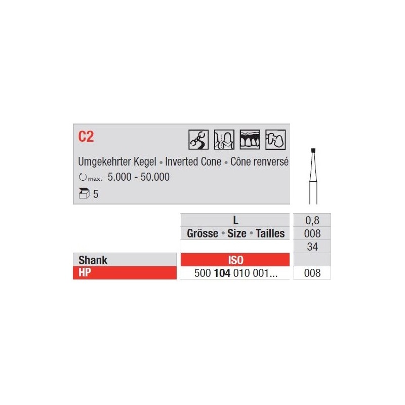Freze TC Bur - inverted cone HP  C2.1 4 008