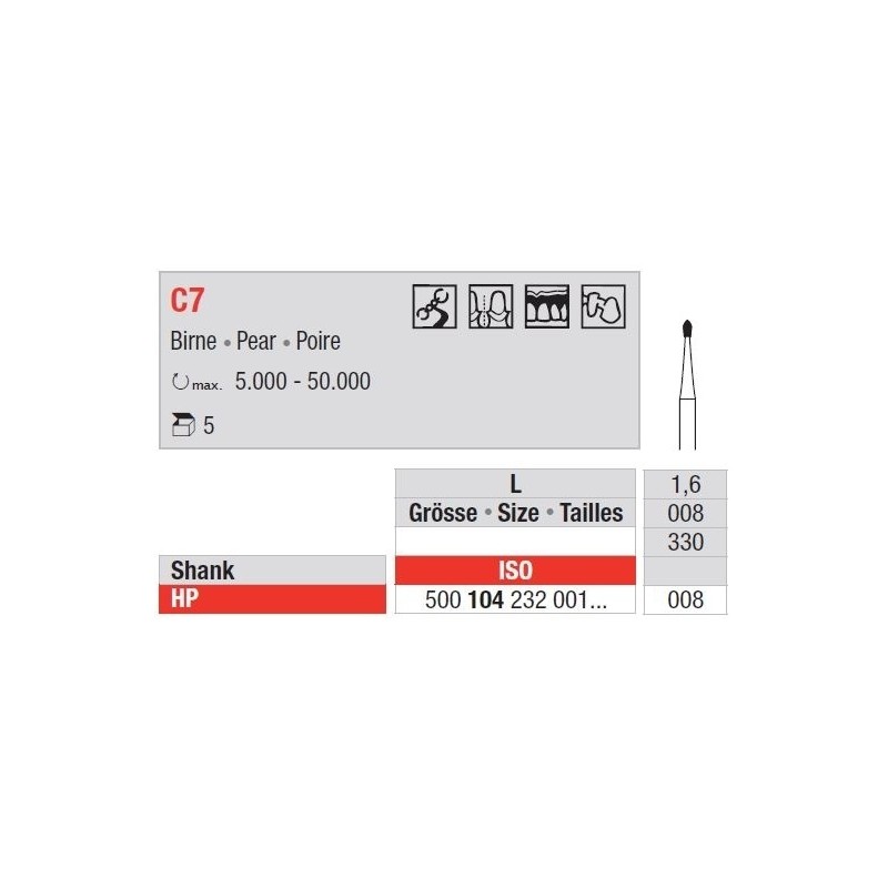 Freze TC Bur HP - pear  C7.1 4 006