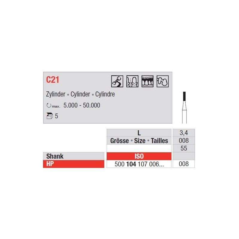 Freze TC Bur HP - cylinder  C21. 104 008