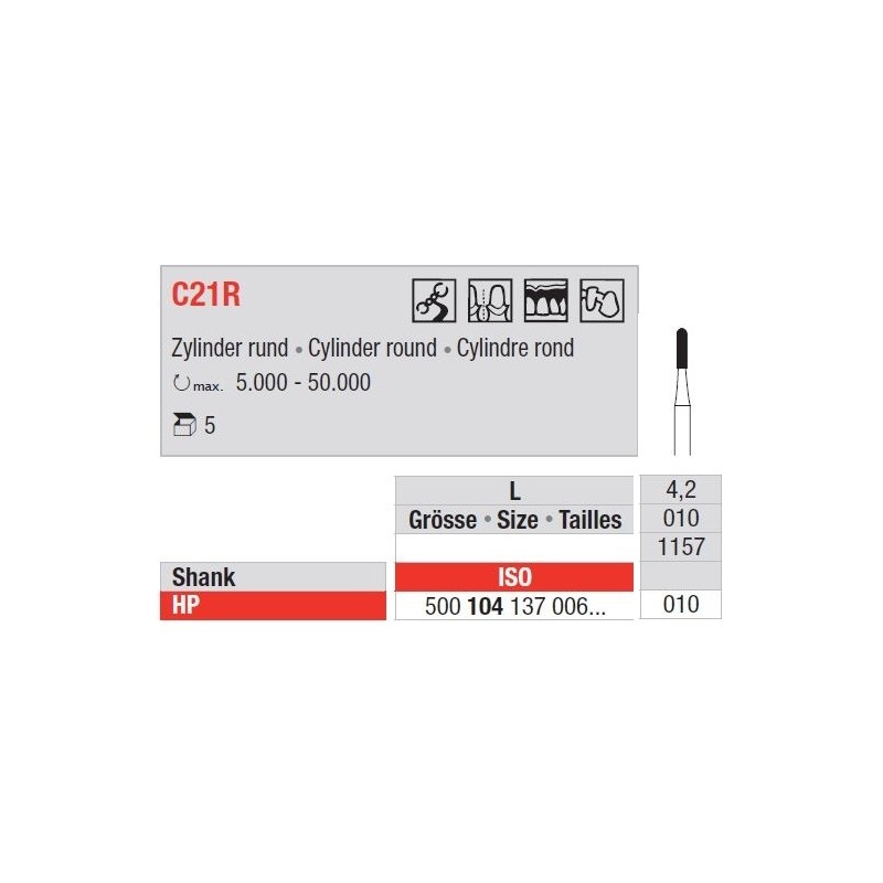 Freze TC Bur HP - cylinder round  C21R  104 010