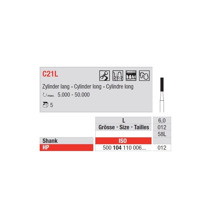 Freze TC Bur HP - cylinder  C21L  104 010