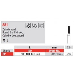 Freze Diamant Cilindru cu Cap Rotunjit HP 881 - 3 buc. 