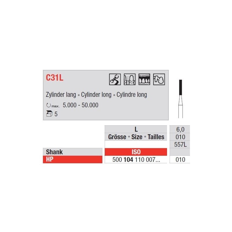 Freze TC Bur - cylinder HP  C31L  104 010