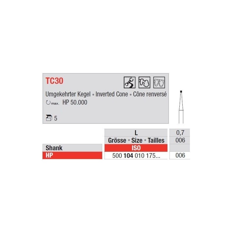 Freze TC Finishing instruments Inverted cone TC30  104 006