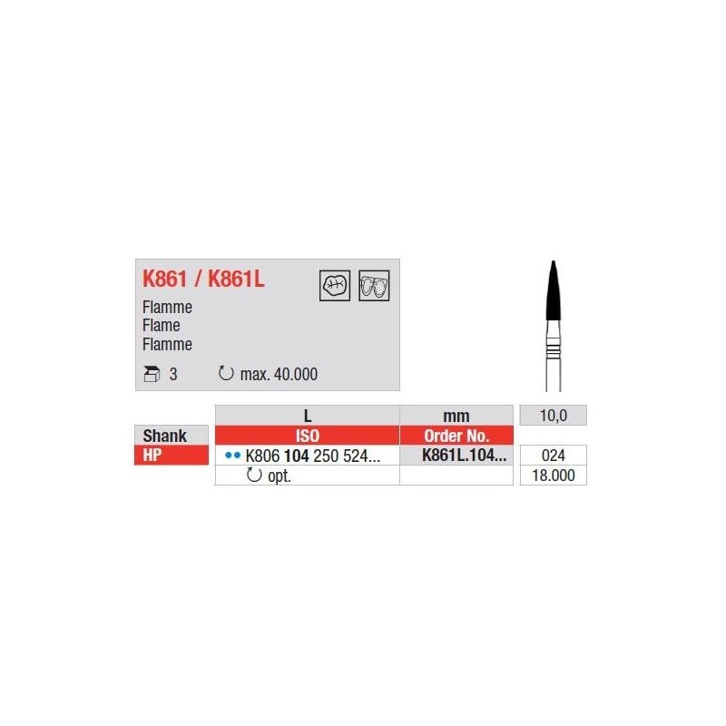 Freze K-Diamant cu cap Flacara HP K861/K861L - 3 buc. 