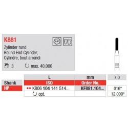 Freze K-Diamant HP Cilindru cu cap Rotunjit K881 - 3 buc. 