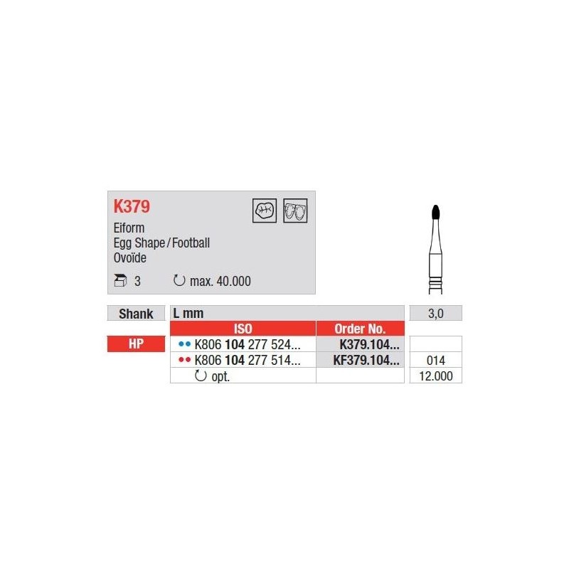 Freze K-Diamant cu cap Tip Minge de Fotbal HP K379 - 3 buc.