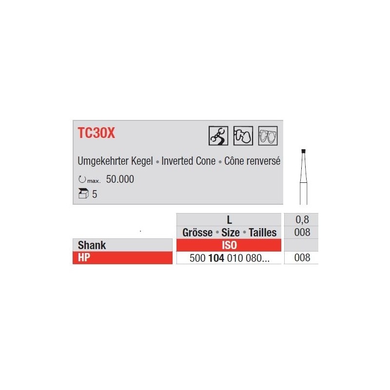 Freze TC Finishing instruments Inverted cone TC30 X 104 008