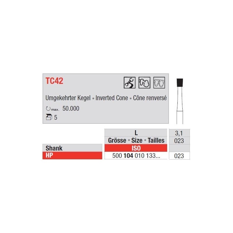 Freze TC Finishing instruments Inverted cone TC42  104 018