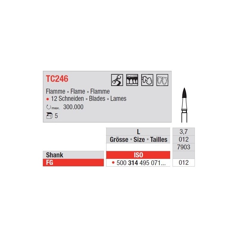 Freze TC Finishing instruments Flame TC24 6 314 009