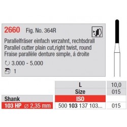 Freze Parall. cutter plain cut Right twist, round end-HPs 2660  103 010