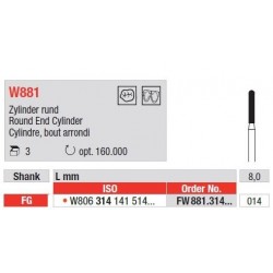 Freze WhiteTiger Cilindru cu cap Rotunjit FG - 3 buc. 