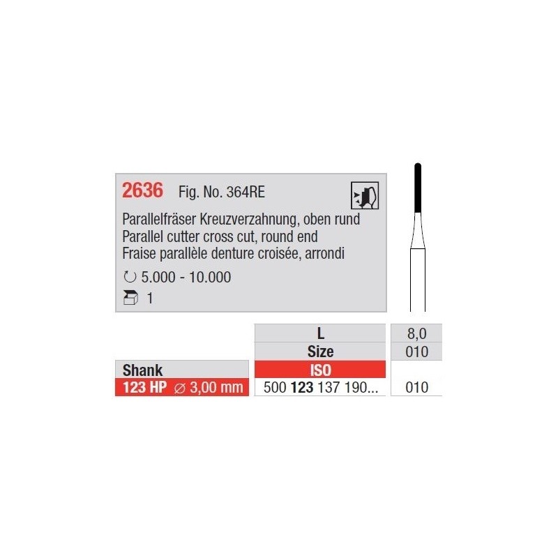 Freze Parallel cutter cross cut Round end - HP short 2636  123 010