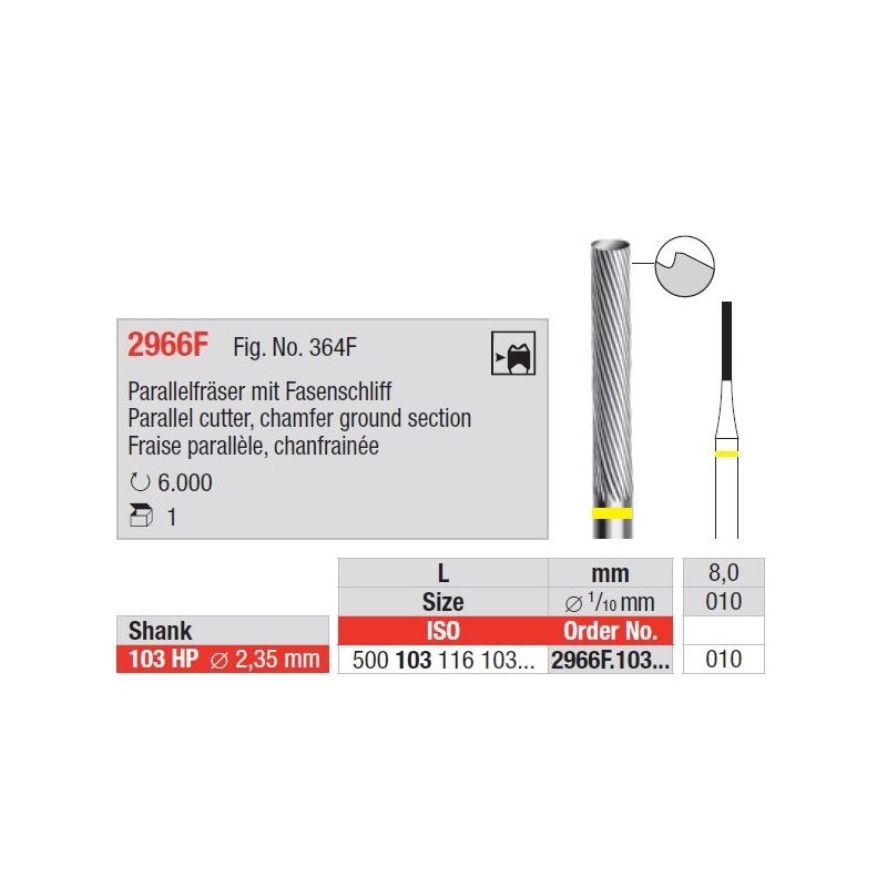 Freze Parallel cutter-chamfer ground section 2966F 103