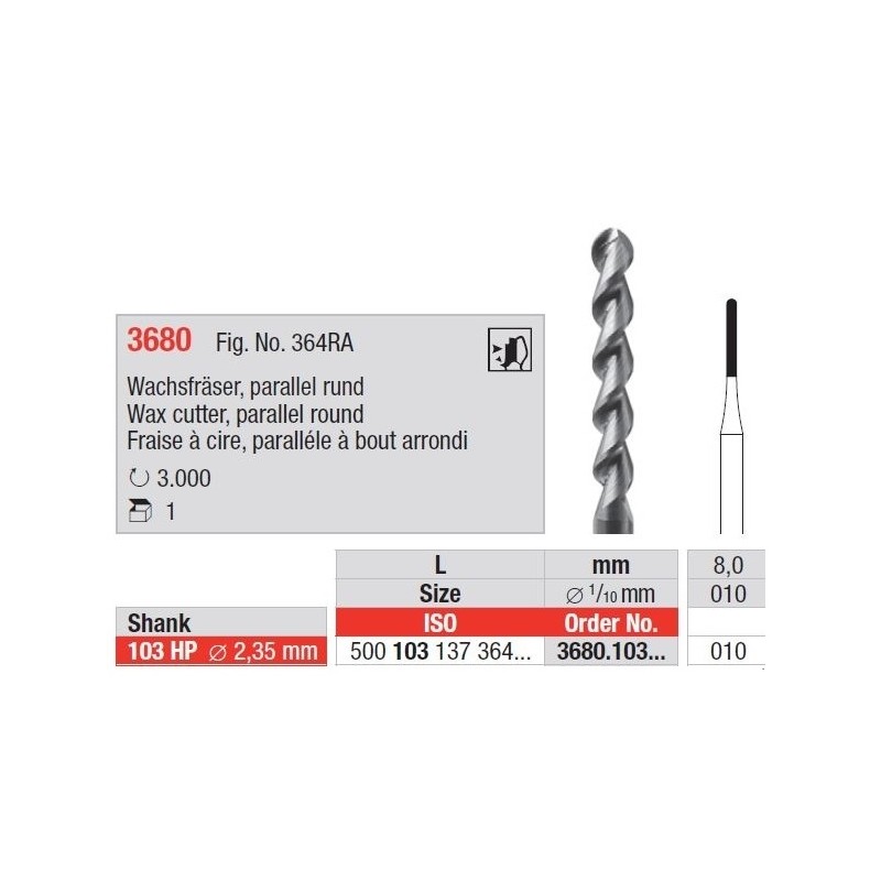 Freze Parallel wax cutter HP short 3680  103 010