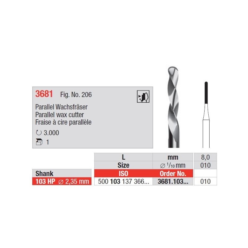 Freze Parallel wax cutter HP short 3681  103 010