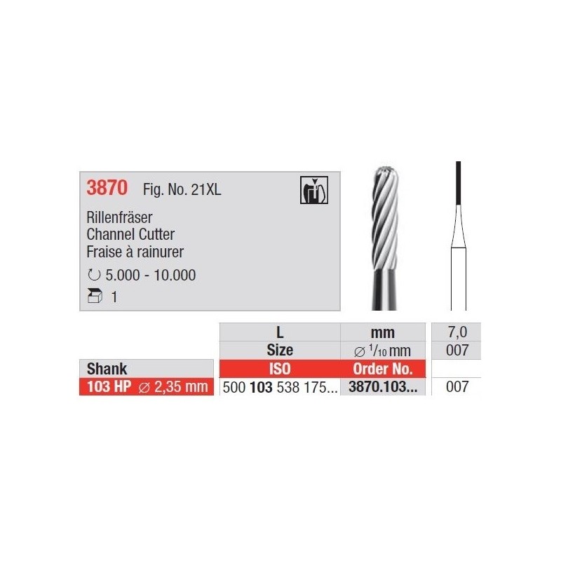 Freze Grooving cutter - HP short  3870  103 007
