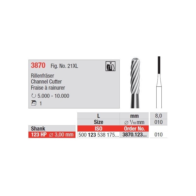Freze Grooving cutter - HP short  3870  123 010
