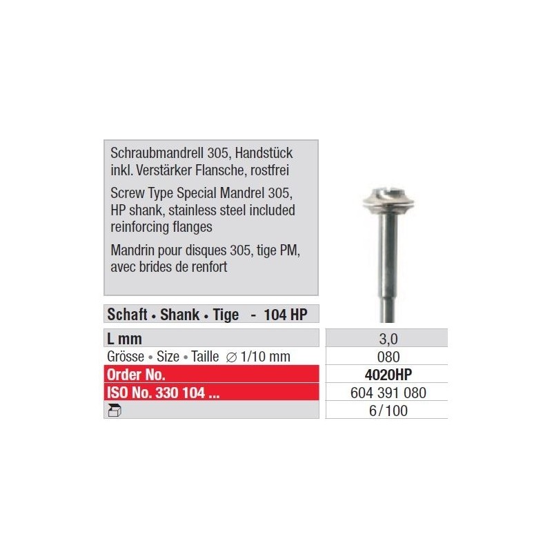 Freze Screw Type Mandrel 305  4020 HP-100