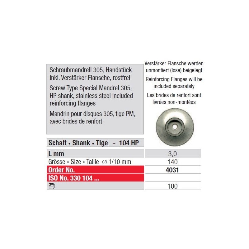 Freze Screw Type Mandrel 305  4021 HP-100
