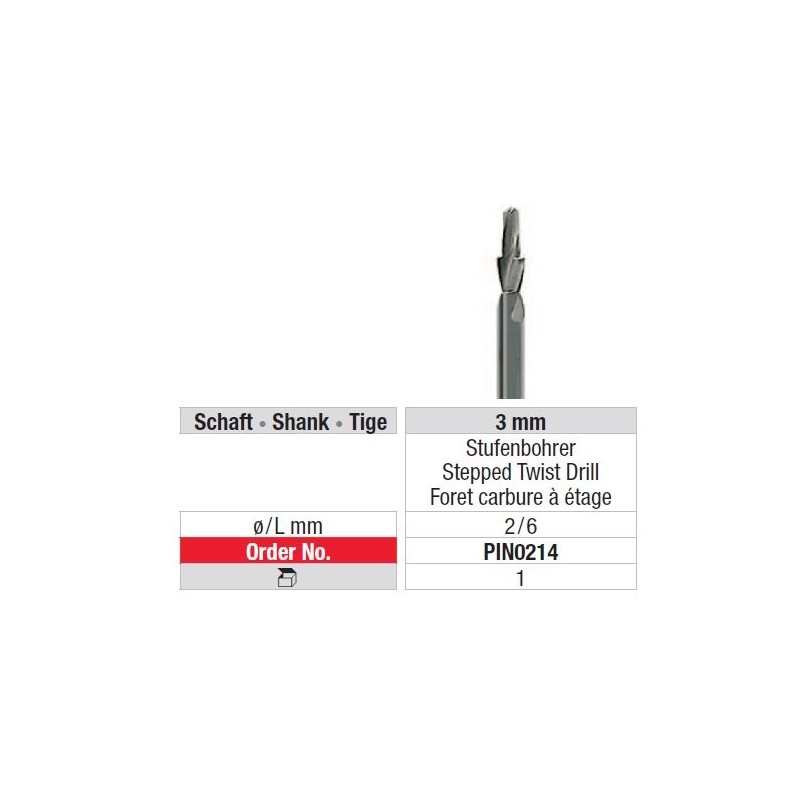 Freze Stepped Twist Drill/3mm shank  PIN0 214