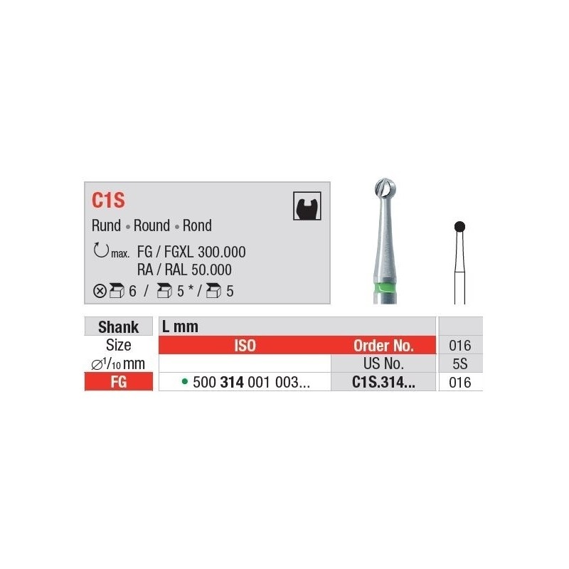 Freze TC Bur - FG round  C1S. 314 006