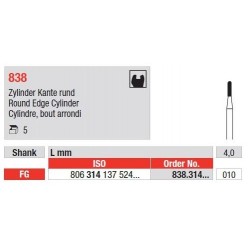 Freze Diamant Cilindru cu Margini Rotunjite FG 838 - 5 buc. 