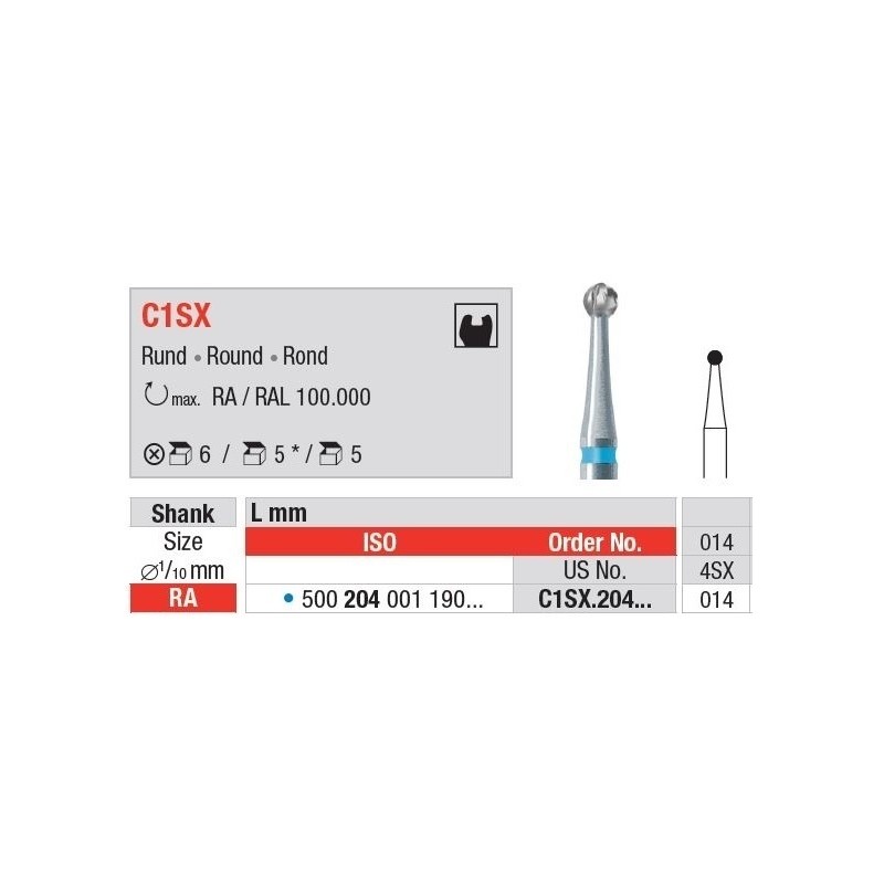 Freze TC Bur - RA round Cross cut C1SX  204 010