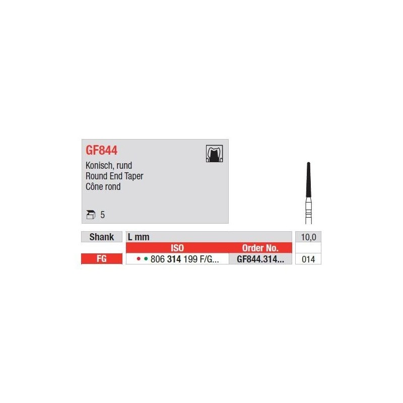 Freze TwoGrit Diamant Con Rotunjit FG GF844 - 5 buc. 