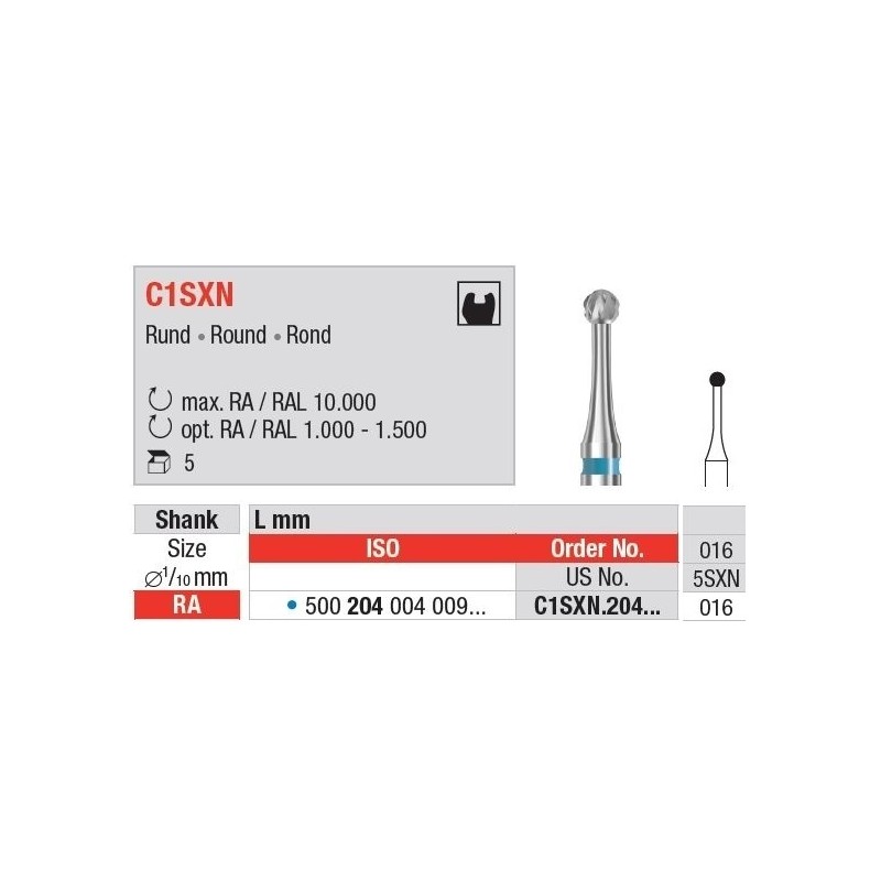 Freze TC Bur - RA round Cross cut C1SX N 204 010