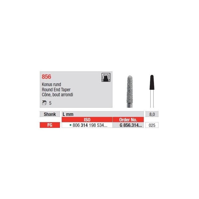 Freze Diamant Con cu Varf Rotunjit FG 856 - 5 buc. 