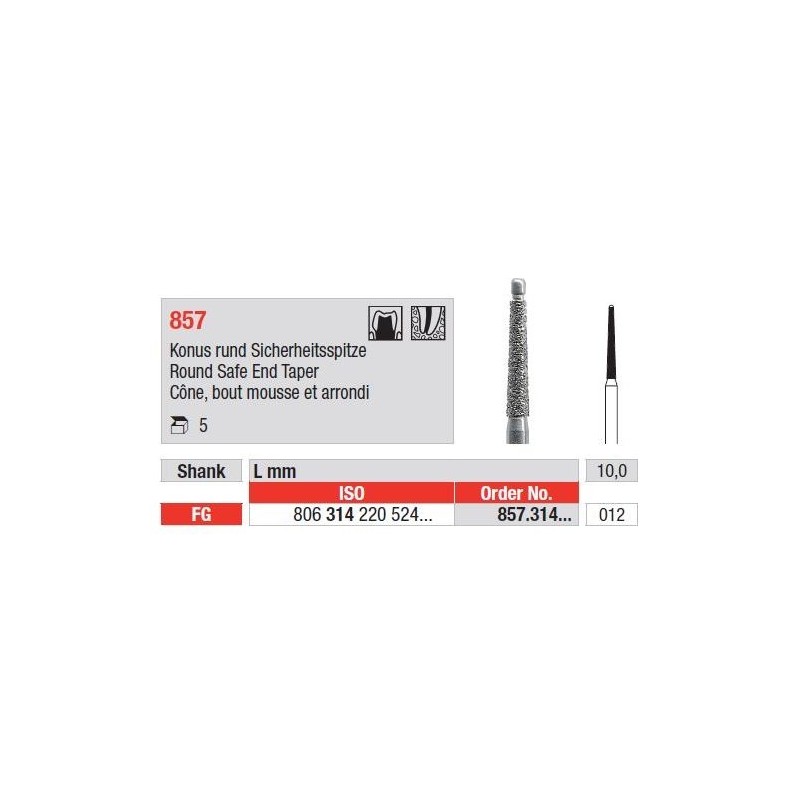Freze Diamant Con cu Varf Rotund Safe End FG 857 - 5 buc. 