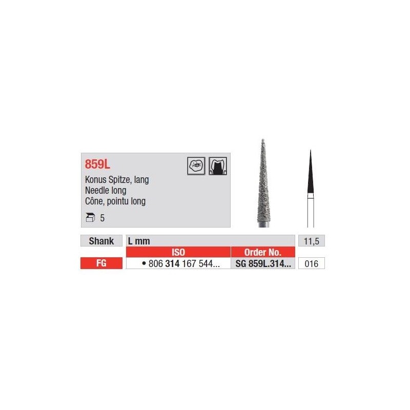 Freze Diamant Con Ascutit FG 859L - 5 buc. 