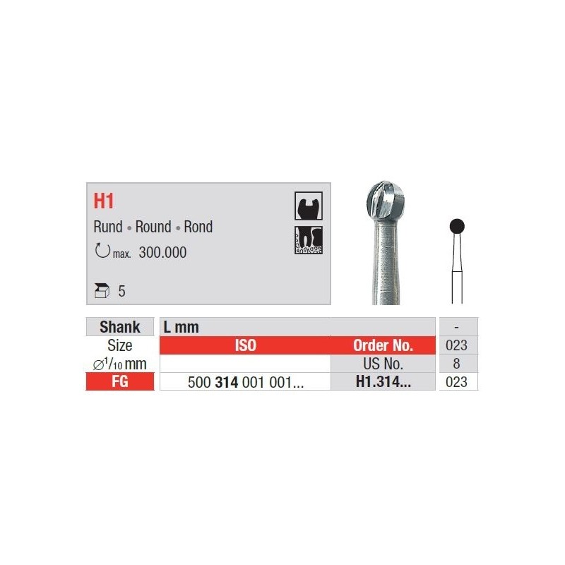 Freze TC Bur FG - round  H1.3 14 005