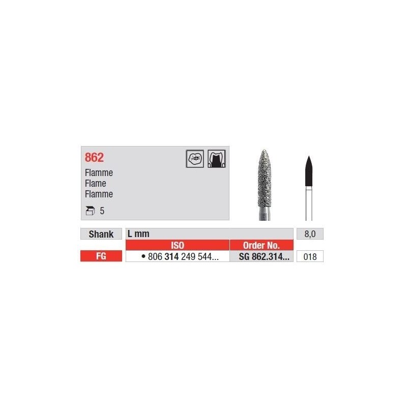 Freze Diamant Cap Flacara FG 862 - 5 buc.