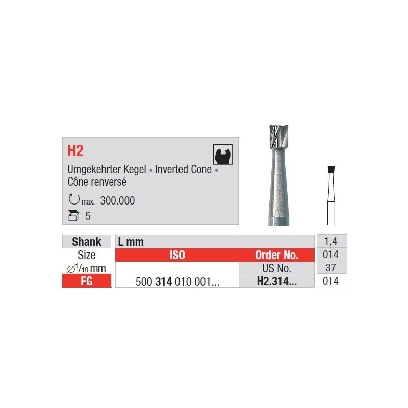 Freze TC Burs FG H2 cu cap con inversat