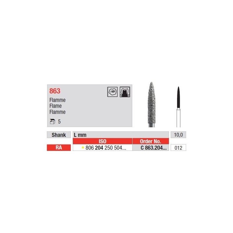 Freze Diamant Cap Flacara RA 863 - 5 buc.