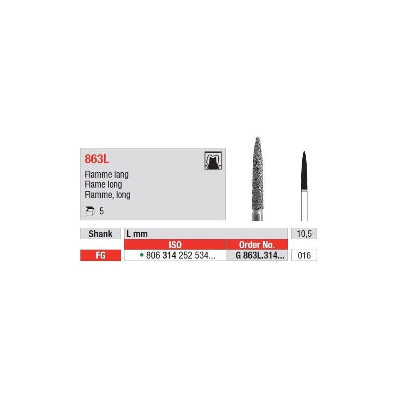 Freze Diamant Cap Flacara Alungita FG 863L - 5 buc. 