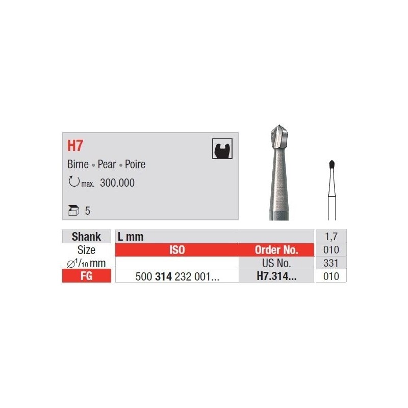 Freze TC Bur FG - pear  H7.3 14 006