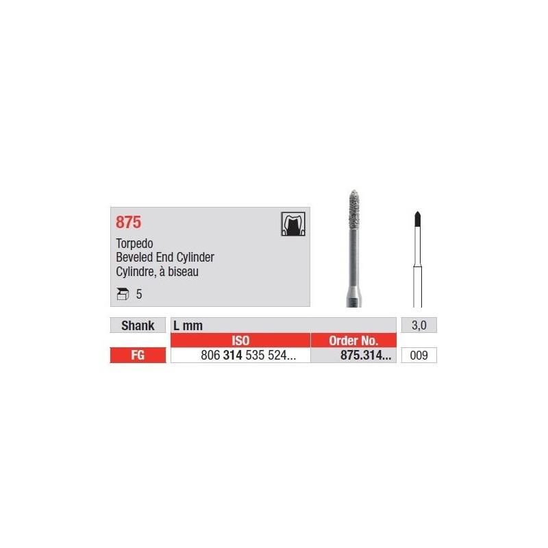 Freze Diamant Cilindru cu Cap Conic FG 875 - 5 buc.