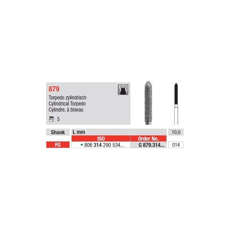 Freze Diamant Cylindrical Torpedo FG 879 - 5 buc. 