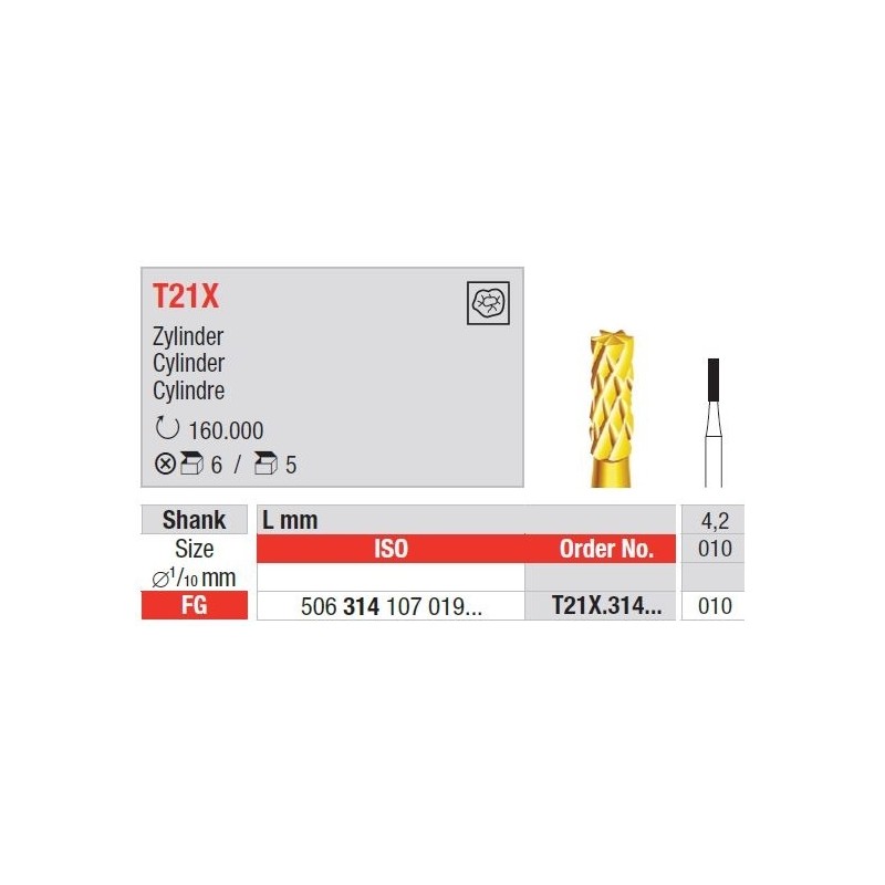 Freze TC Bur FG - cylinder  T21X  314 010